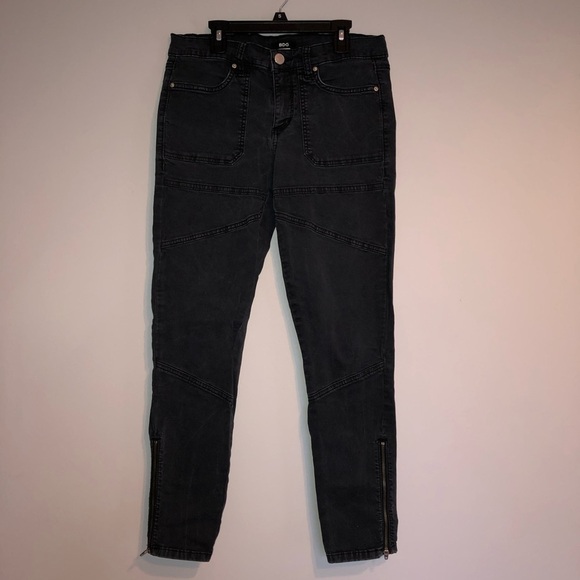 BDG Moto Skinny Ankle Zip Midrise Patch Dark Jeans - Picture 2 of 8